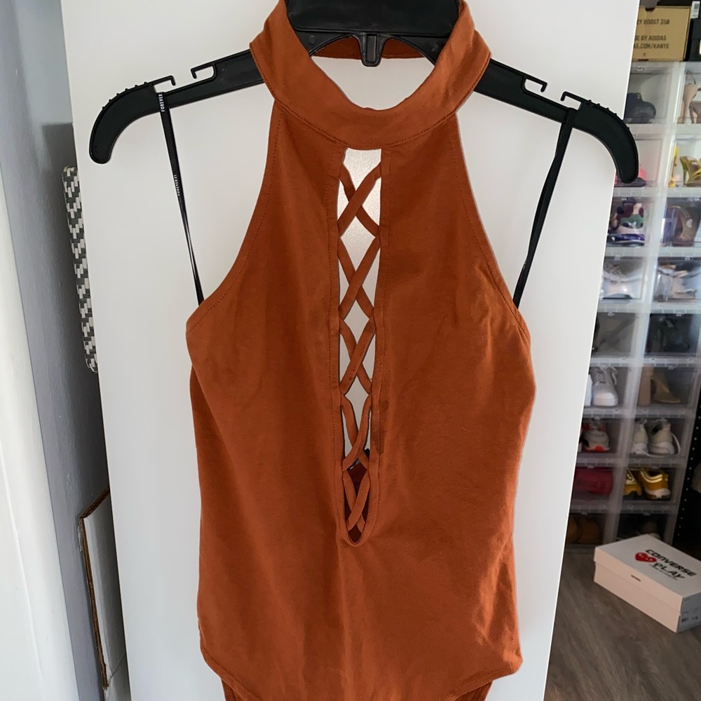 Rusty orange halter neck body suit